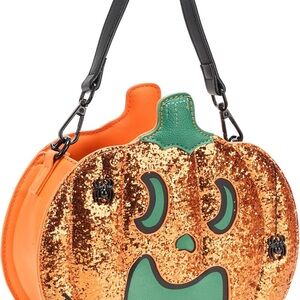 Betsey Johnson Glitter Pumpkin Shoulder Bag - Orange and Green